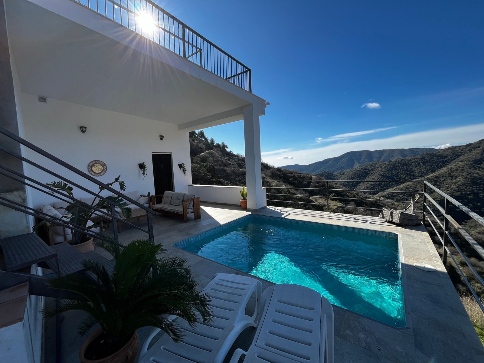 Pool terrace with views over the valley